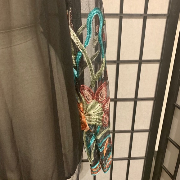 Gorgeous Sheer Embroidered Black Cover-Up - Picture 3 of 7